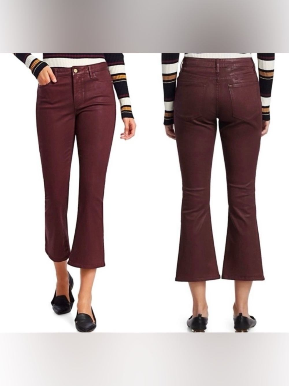 Frame Denim Le Crop Mini Boot Bordeaux Coated Jeans